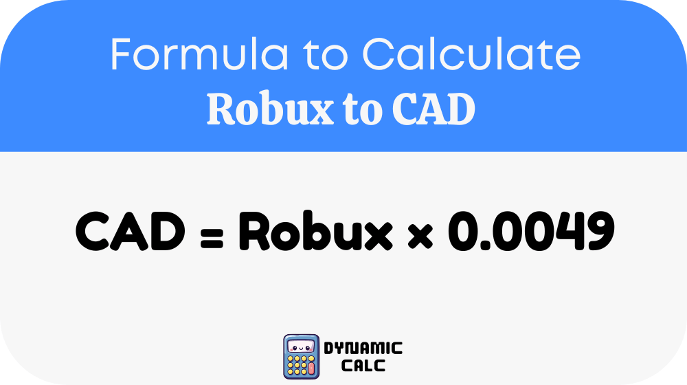 Robux to CAD Formula