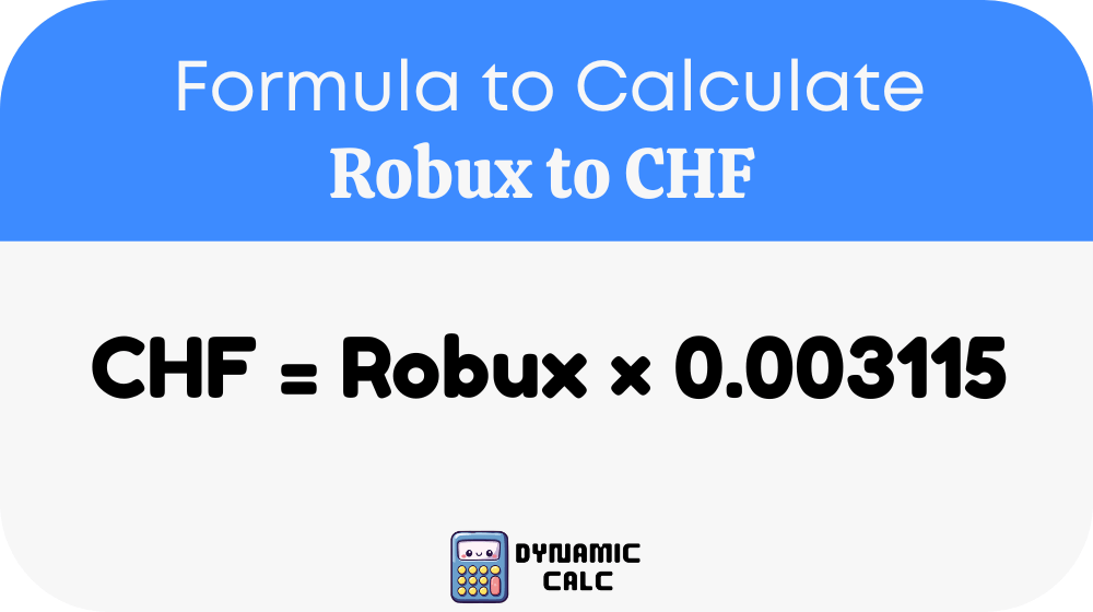 Robux to CHF Formula